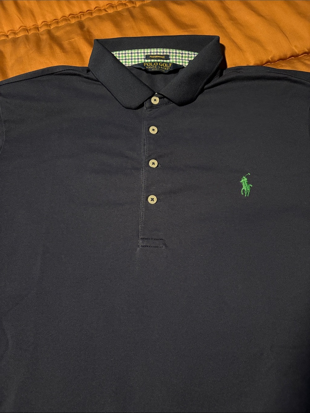 Ralph Lauren Polo Shirt in Navy with Green Pony Embroidery Size L